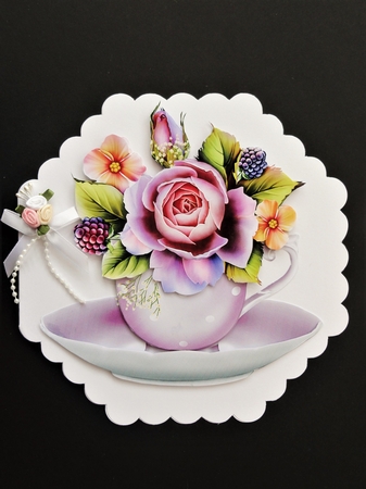 Floral Teacup & Saucer Decoupage Sheet - English Roses by Valerie Spowart