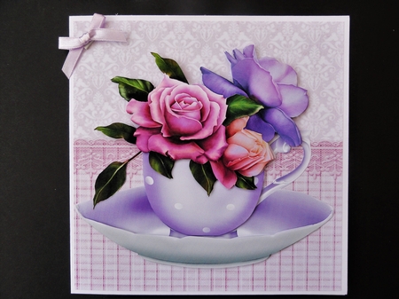 Floral Teacup & Saucer Decoupage Sheet - Belle Roses by Valerie Spowart