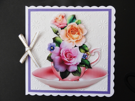 Floral Teacup & Saucer Decoupage Sheet - Pastel Roses by Valerie Spowart