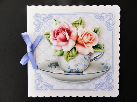 Floral Teacup & Saucer Decoupage Sheet - Vintage Roses by Valerie Spowart