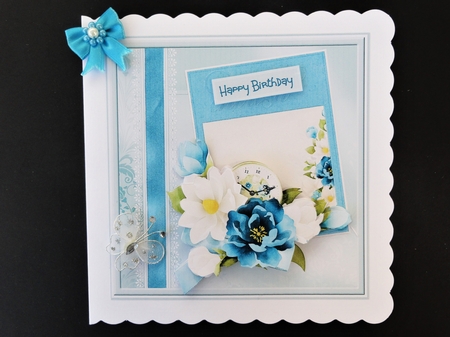 Clock and Magnolia 7x7 card by Valerie Spowart