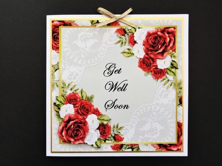 Quick Card  Get Well Soon Red Roses by Valerie Spowart