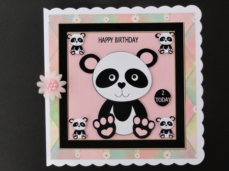 Panda Birthay approx 7x7inch by Valerie Spowart