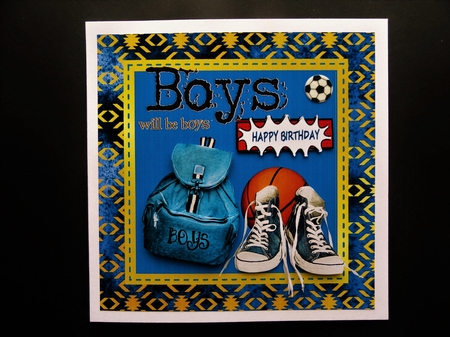 Boys will be boys approx 7x7inches by Valerie Spowart