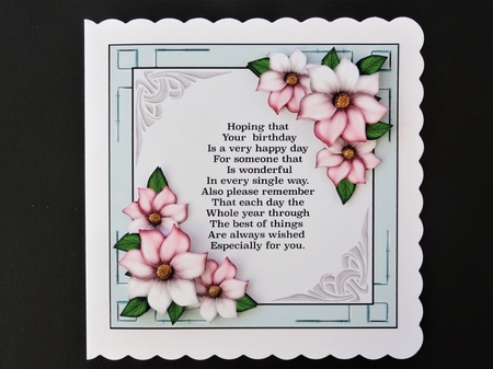 Green and pink floral frame A4 sheet by Valerie Spowart