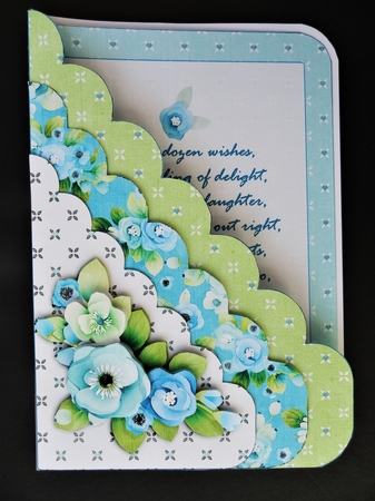 Pink & Blue Floral Scalloped Edge Pocket Cards Combined Kit  by Valerie Spowart