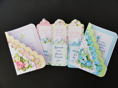 Pink & Blue Floral Scalloped Edge Pocket Cards Combined Kit  by Valerie Spowart