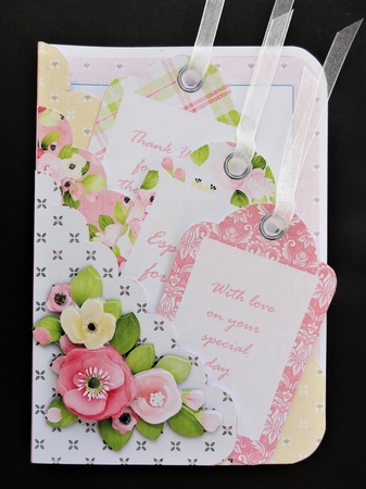 Pink & Blue Floral Scalloped Edge Pocket Cards Combined Kit  by Valerie Spowart