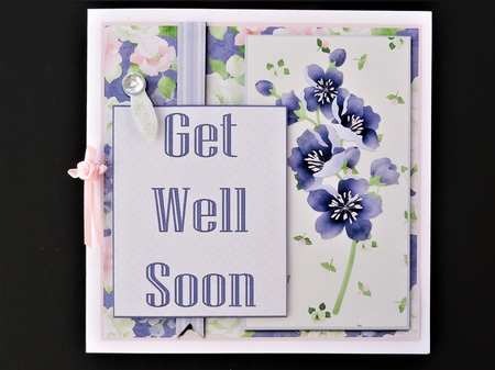 Get Well Soon Layered Floral 7.5 Inch Card Front & Insert by Valerie Spowart