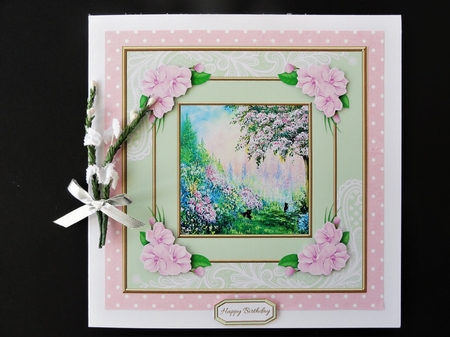 Lovely Garden Scene Birthday Topper - Card Two by Valerie Spowart