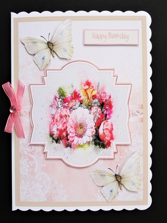 Flowers and butterfly A5 card by Valerie Spowart