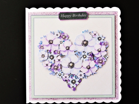 Floral Heart 7.5 Inch Card Front, Decoupage, Insert and Sentiments No. 5 by Valerie Spowart