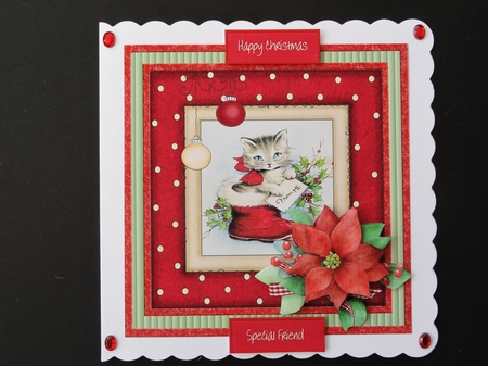 Kitten in a boot 7x7 card by Valerie Spowart