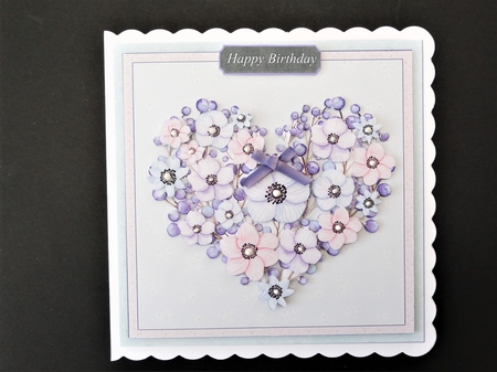 Floral Heart 7.5 Inch Card Front, Decoupage, Insert and Sentiments No.6 by Valerie Spowart