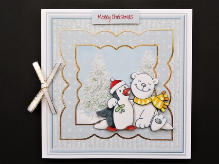 Penguin and polar bears 7x7 card by Valerie Spowart