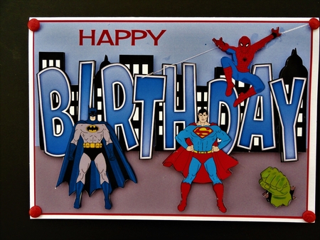 Superheroes BIRTHDAY a5 by Valerie Spowart