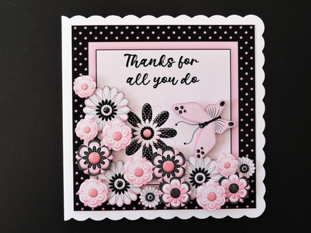 Black and Pink Thank You by Valerie Spowart