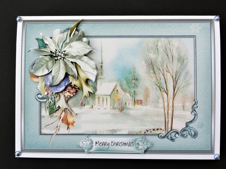 Vintage poinsettia bauble A5 card by Valerie Spowart