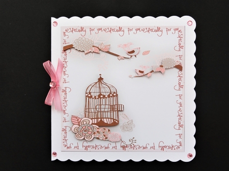 Birdcage For You 7x7 Birthday Card, decoupage, quick card by Valerie Spowart