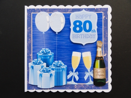 Blue Age 80 Birthday card front by Valerie Spowart