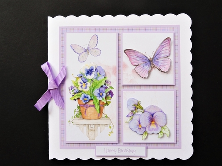 Pansy garden 6x6 card by Valerie Spowart