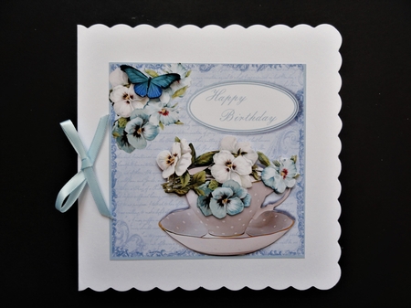 Floral Tea Cup Card  by Valerie Spowart