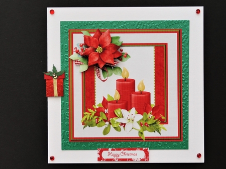 Candles and poinsettia 6x6 card by Valerie Spowart