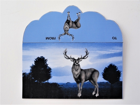 A Christmas deer wallet and step by step sheet by Valerie Spowart
