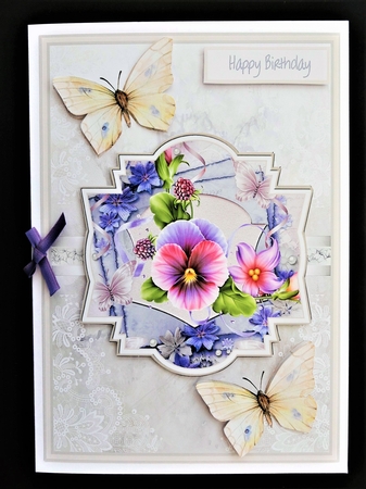 Spring flowers and butterfly A5 card by Valerie Spowart