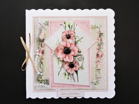 Anemone and pearls 6x6 card by Valerie Spowart