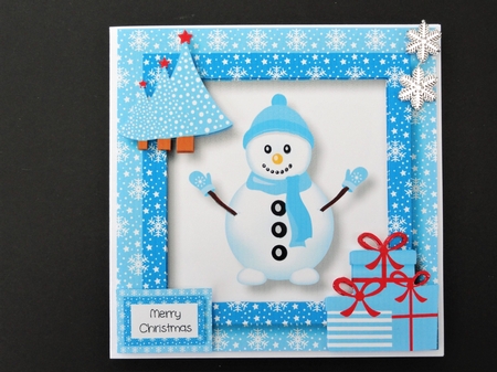 Christmas Snowman In Blue by Valerie Spowart