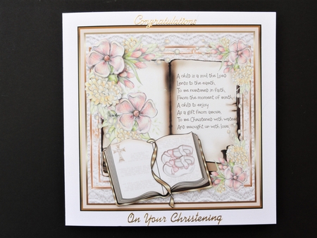 Girl Christening 6x6 card by Valerie Spowart