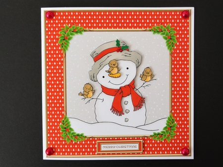 Cute Little Snowman And His Robin Friends (Red) by Valerie Spowart