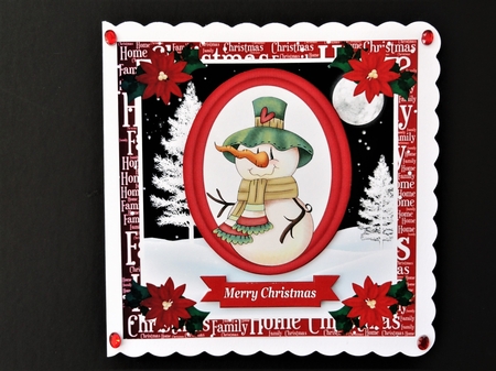 Red Frosty Christmas card front by Valerie Spowart