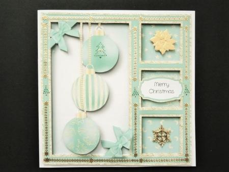Gold Foil Baubles - Aqua 8x8 by Valerie Spowart