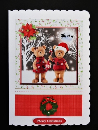 Sweet bears christmas card front & decoupage by Valerie Spowart