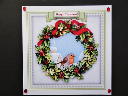 Christmas Holly Wreath Robin Card Topper & Tags by Valerie Spowart