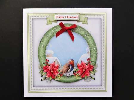 Christmas Poinsettia Robin Wreath Card Topper & Tags by Valerie Spowart