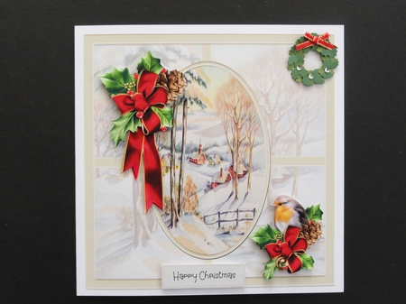 Holly and robin 7x7 card by Valerie Spowart