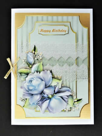 A5 Classic  Blue  Roses by Valerie Spowart
