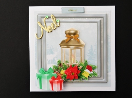 Christmas Candle in Frame with parcels by Valerie Spowart