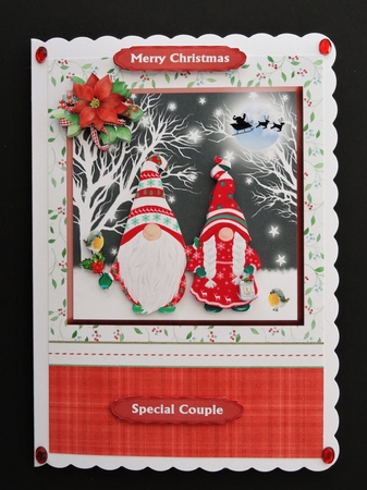 Cute nordic gnomes christmas card front & decoupage by Valerie Spowart