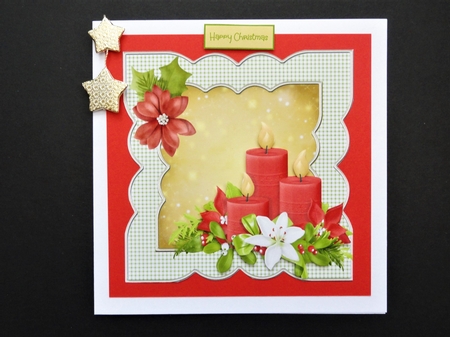 Red candles and poinsettia 6x6 by Valerie Spowart