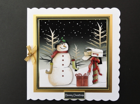 Snowman at the mailbox 6x6 by Valerie Spowart