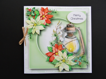 Watercolour Christmas Lamp & Poinsettias by Valerie Spowart