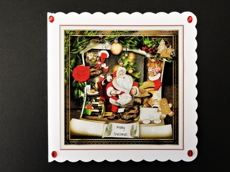 Busy Santa Card Front With Decoupage by Valerie Spowart
