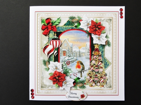 Robin Scene Christmas Card Front With Decoupage by Valerie Spowart