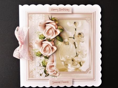 Orchids and roses 7x7 by Valerie Spowart