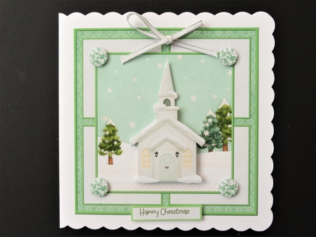 Church in the snow 7x7 by Valerie Spowart