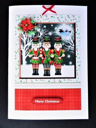 Nutcracker soldiers christmas card front & decoupage by Valerie Spowart